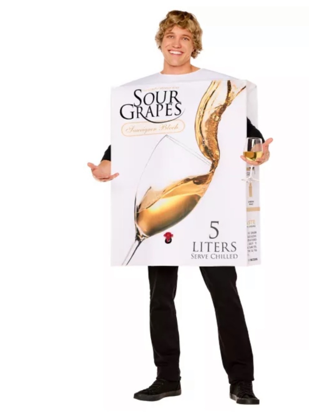 Sour Grapes Wine Box Costume Adult Halloween Funny Novelty Drinking Costume